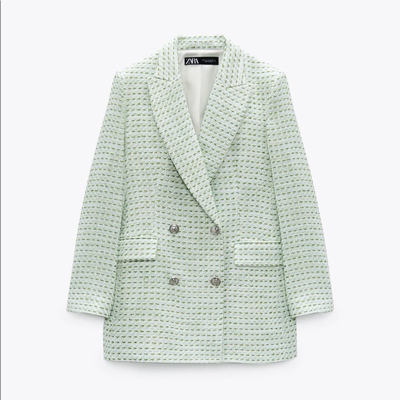 Zara piece textured blazer w/ pleated skirt matching set NWT